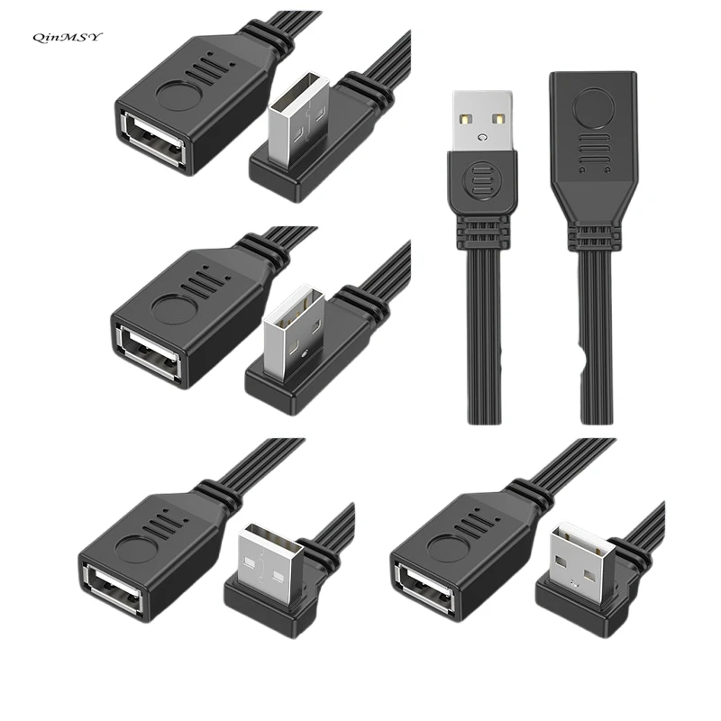 Câble adaptateur d'extension USB 2.0 A mâle vers USB femelle, 5cm, 10cm, 15cm, 30cm, 50cm, 100cm, 90 degrés vers vers vers vers vers vers USB femelle