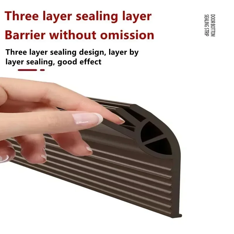 Soundproof Door Bottom Weatherstripping Self Adhesive Triple Thickening Window Seal Strip Windproof Dust and Insect Prevention