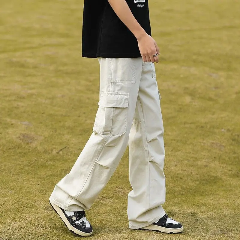 

Men's Pants Summer Casual Pants Paratrooper Overalls American High Street Pocket Design Loose Straight Trousers