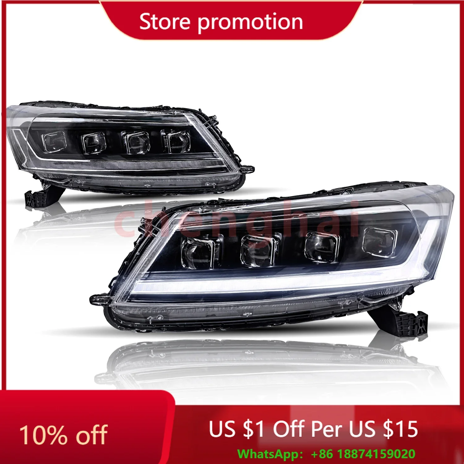 

For Honda Accord Car GEN 8th Headlights 2008-2013 DRL Day Running Light LED Car Accessory For Accord Head Lamp