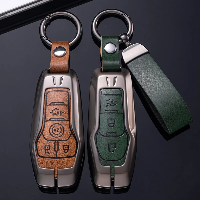 

Alloy Key Cover Case For Ford Fusion Mondeo Mustang F-150 Explorer Edge 2015 2016 2017 2018 Car Styling Key Protection Keychain