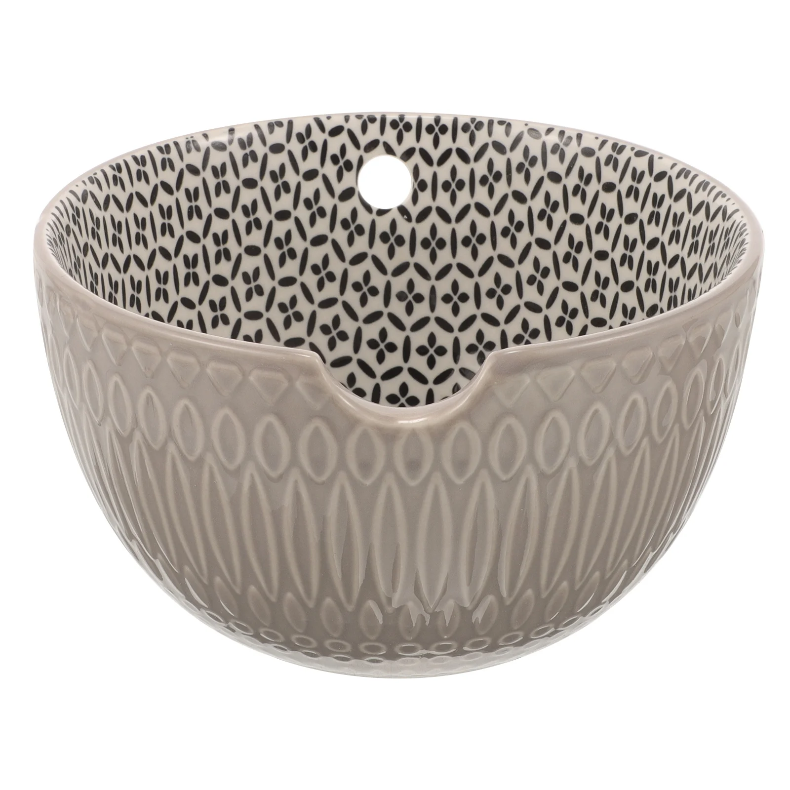 Cuenco de hilo de cerámica, soporte para gancho de ganchillo, organizador de almacenamiento de tejido de superficie lisa, contenedor de lana multifuncional para artesanía