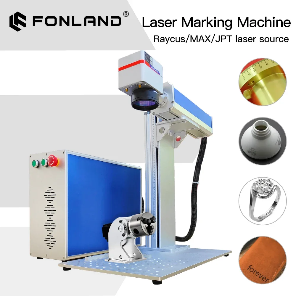 FONLAND 20W 30W Fiber Laser Marking Machine Raycus 110X110 150X150mm Working Area for DIY Marking Metal Stainless Steel