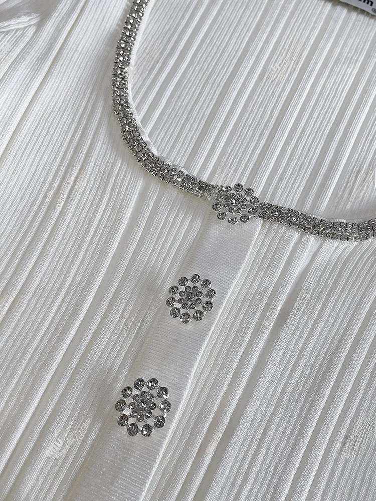 

Ele Diamond Embellied Slim Fit Knitwear Top High-End European Sle Spring 2025 Commute Simple Sle Chinese Production