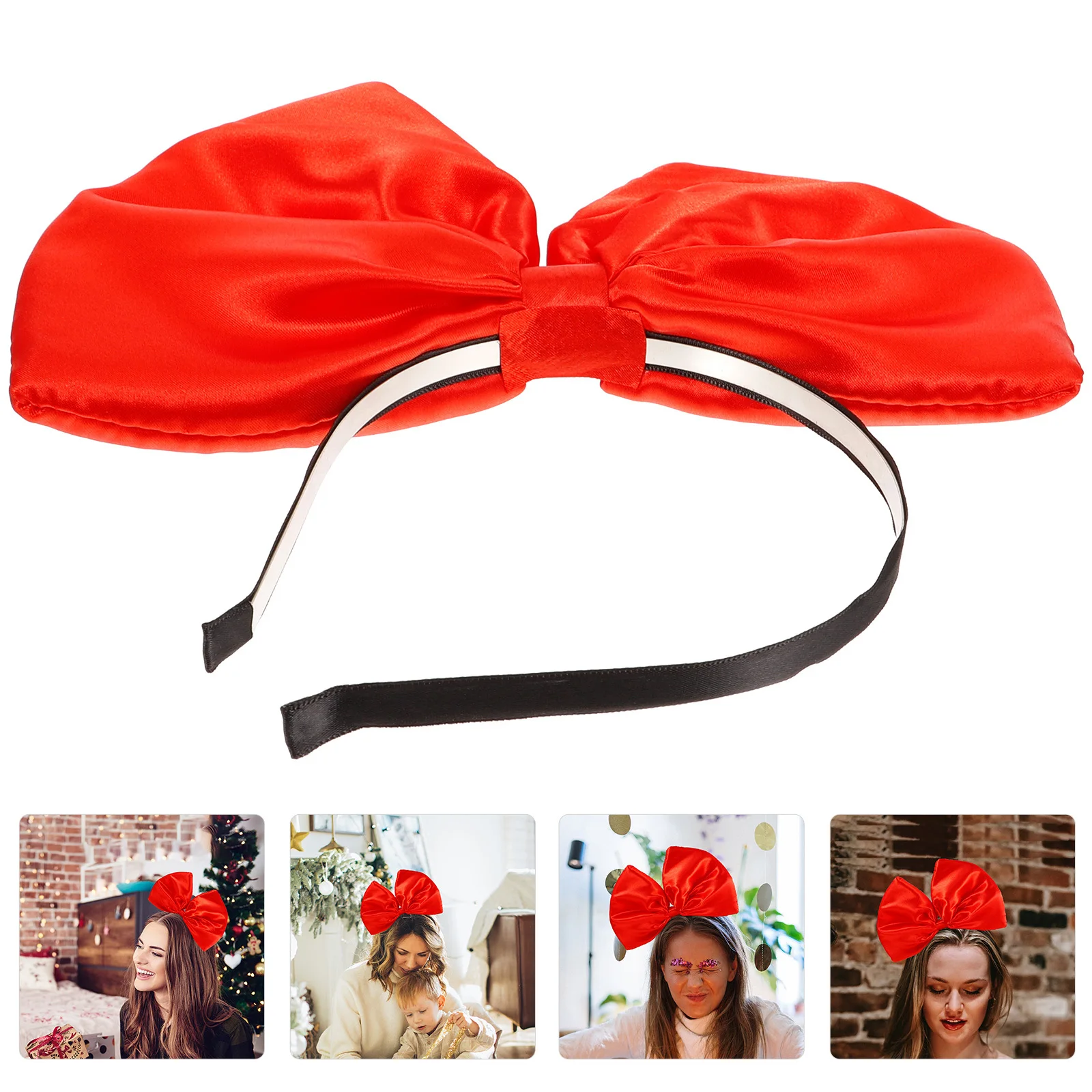 

Attractive Red Bowknot Headband Christmas Hair Hoop for Women Lightweight Comfortable Party Decor Bowknot Hairband