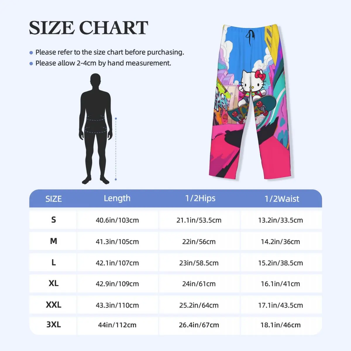 Custom Hello Kitty Pajama Pants Men's Cartoon Character Sleepwear Lounge Sleep Bottoms Stretch with Pockets