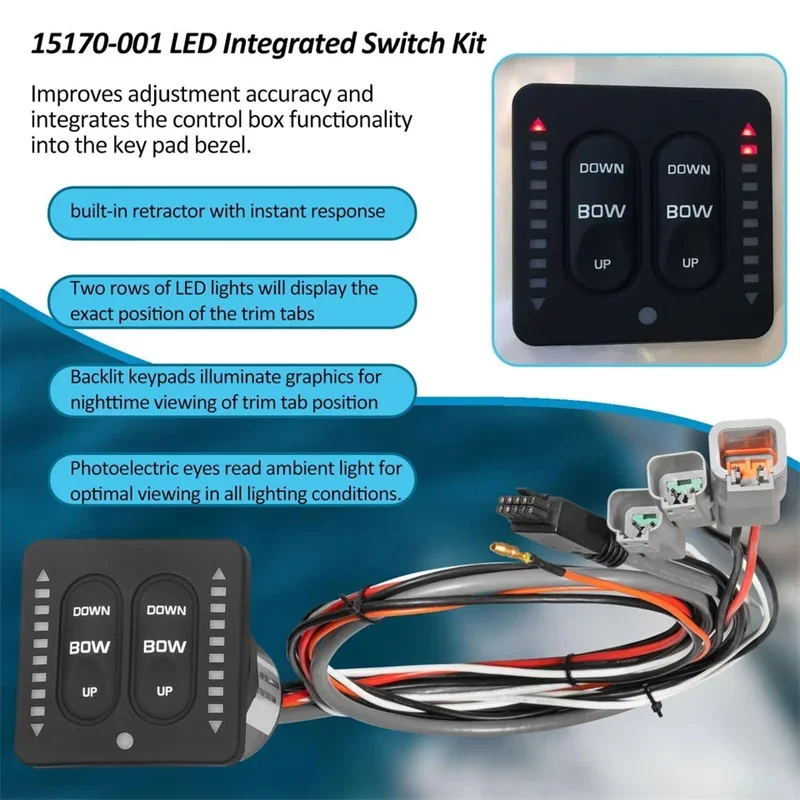 Picture 3: 15170-001 LED Integrated Indicator Tactile Trim Tab Switch Kit with Pigtail Replace Part for Lenco Marine Single Actuator System