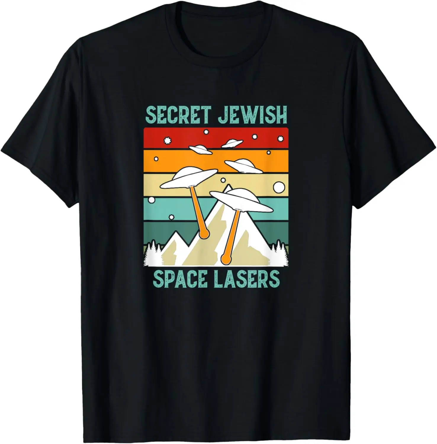 Jewish Space Lasers Funny UFO Vintage Retro T-Shirt