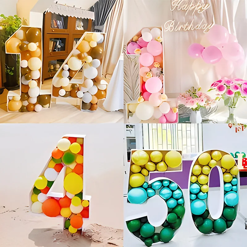 

70/100/120cm Giant Number 0-9 Balloon Filling Box Birthday Decoration Balloon Frame Anniversary Party Decoration