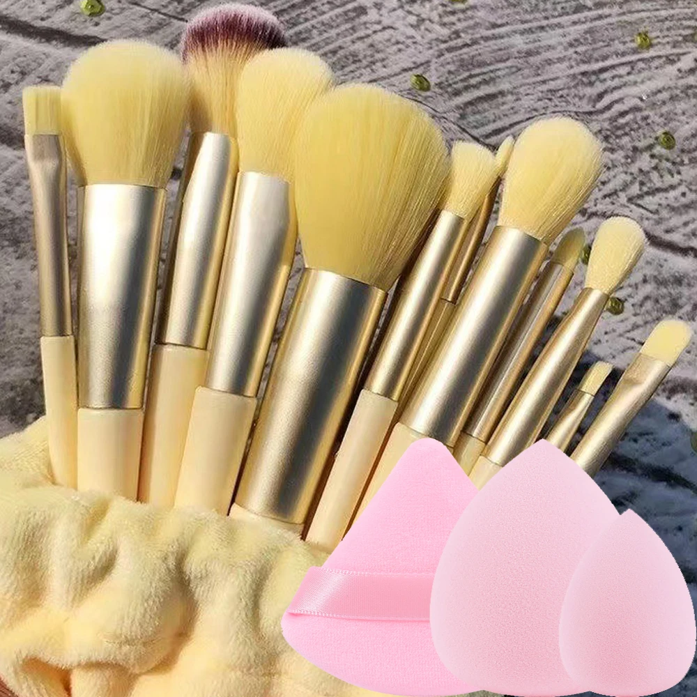 Ensemble de Pinceaux de Maquillage Professionnels pour Fond de Teint, Blush, Poudre, Fard à Paupières, Mélange, Duveteux, Outils de miles, 16 Pièces