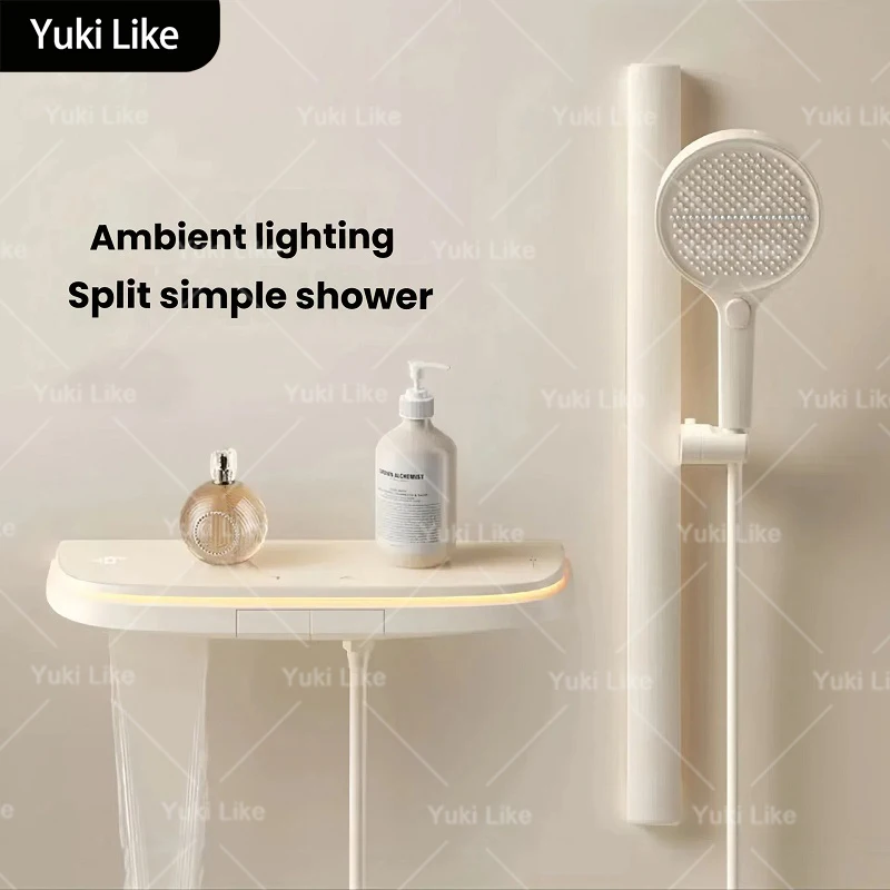 

Набор душевой системы с окружающим освещением, многофункциональный разделенный тип с распылителем для талии, клавиша для фортепиано для ванной комнаты, душевой набор под давлением