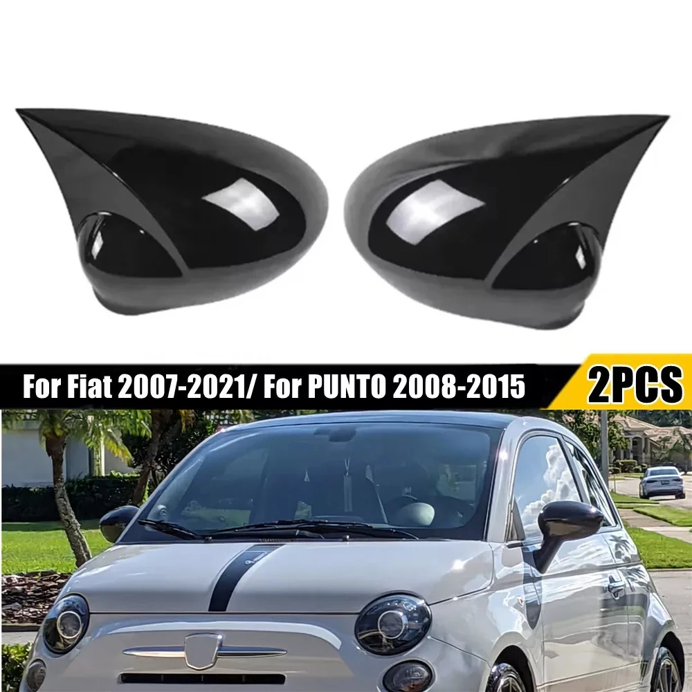 

Pair Car Side Wing Mirror Cover Caps For Fiat 500 500C Grande Punto Rearview Mirror Cover Shell Case Trim Add on Car Accessories