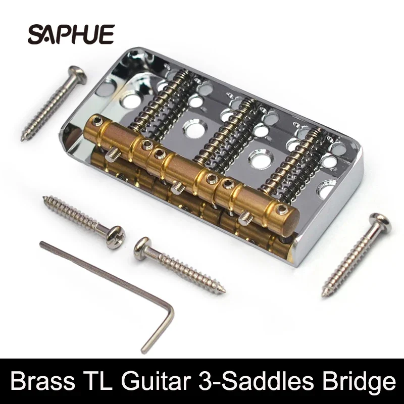 Short Tele Bridge Brass 3-Saddles for TL Style 76.5x35.5mm Electric Guitar Bridge