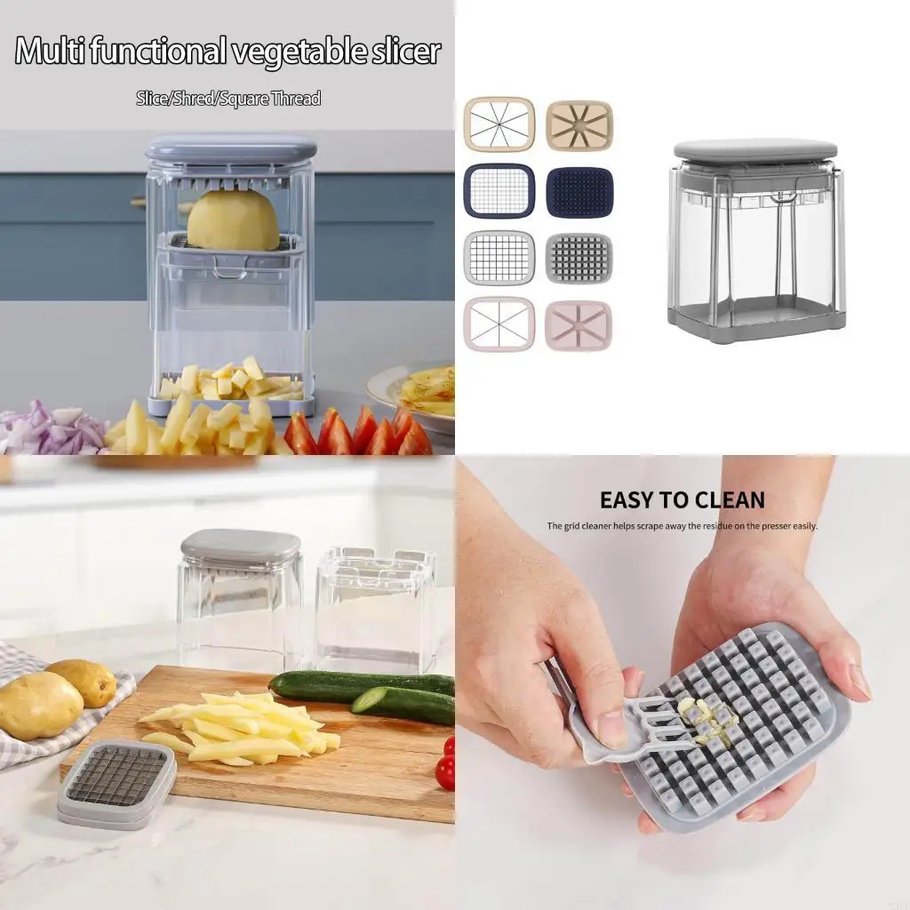 

Multipurpose Press Type Vegetable Cutter For French Fries Cucumbers Tomatoes Stainless Steel Blade X3UC