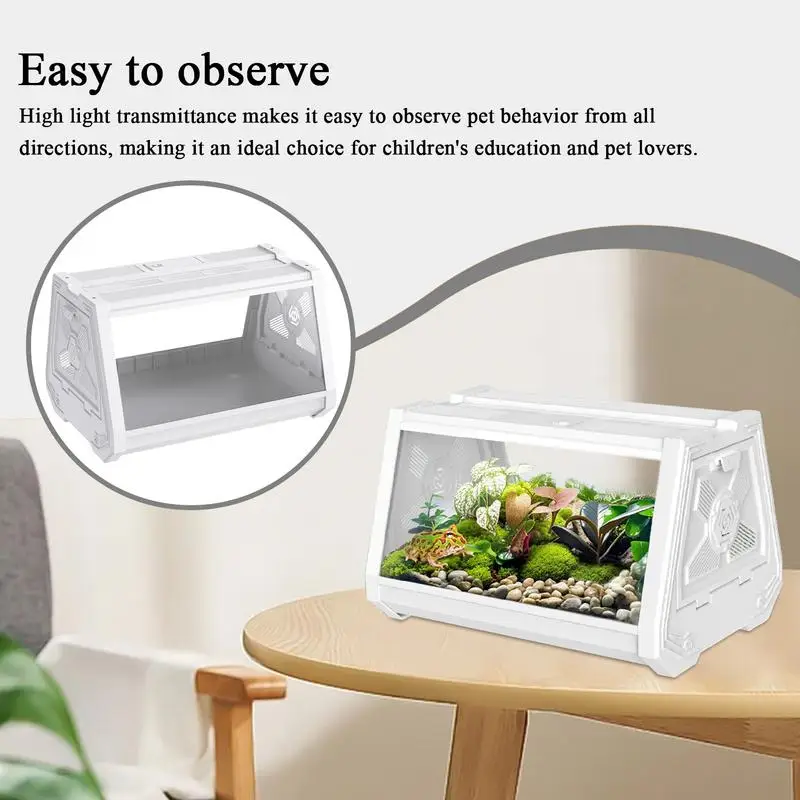 

Reptile Enclosure Bearded Dragon Tank Escape-Proof Ventilated Habitat Feeding Portable Playpen For Turtle Spider Snake Frogs