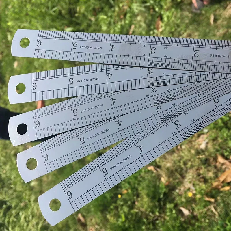 5pcs Metal Straight Ruler Precision Double Sided Precision Measuring Tool Scale Metric Ruler Accessories Soft Ruler 20/40cm