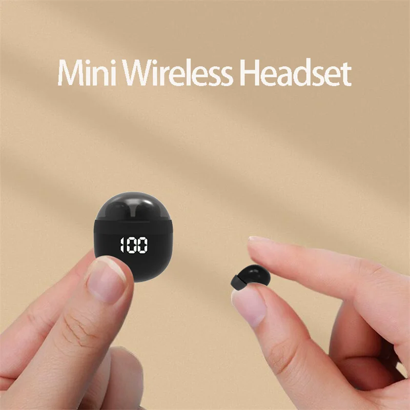 

Invisible Headphones with Mic, Wireless In-Ear Earphones, Noise Reduction Earbuds, Heavy Bass Headset for Sleeping Bluetooth 5.3