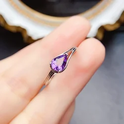 FS 5*7mm Real S925 Sterling Silver Fine Charm Natural Amethyst Ring Weddings Fashion Jewelry Gift for Women Certificate MeiBaPJ