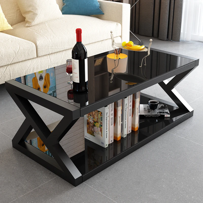 Combination of coffee table and TV cabinet, modern and simple tempered glass, Nordic living room, home office