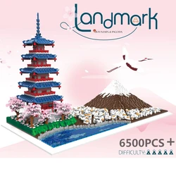 6500pcs Challenge Mini Blocks Architecture Mount Fuji Building Bricks Sakura Assembly Toy for Children Gift Girl Present 7829