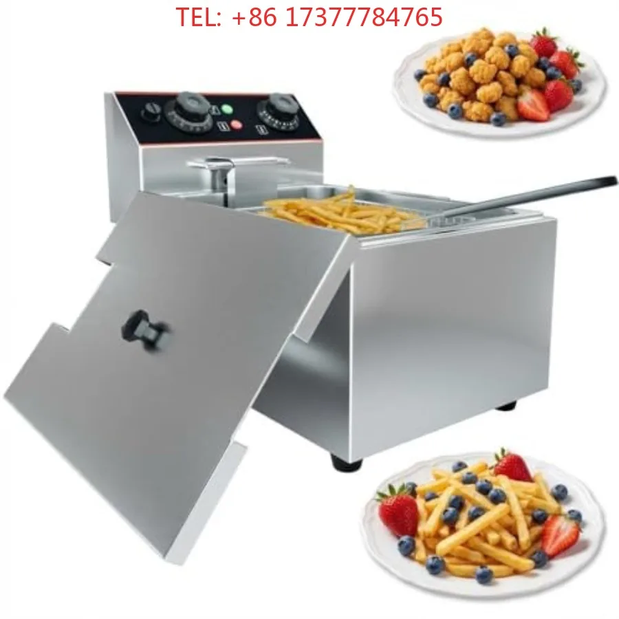 Commercial Deep Fryer 11.5QT Stainless Steel  Deep Fryer with Basket Lid 1500W Countertop Fryer for Home and Restaurant