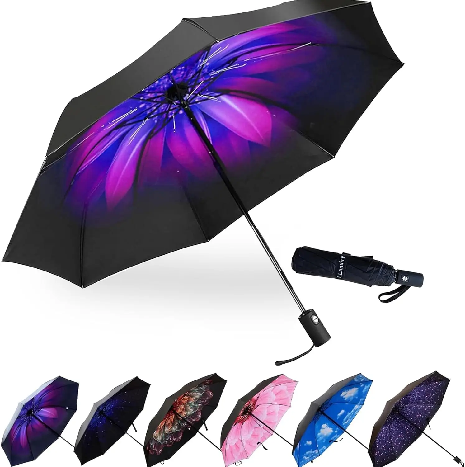

Compact Travel Umbrella, Mini Windproof Umbrellas for Rain & Sun, Small Lightweight Outdoor UV Umbrella, Portable Folding Um