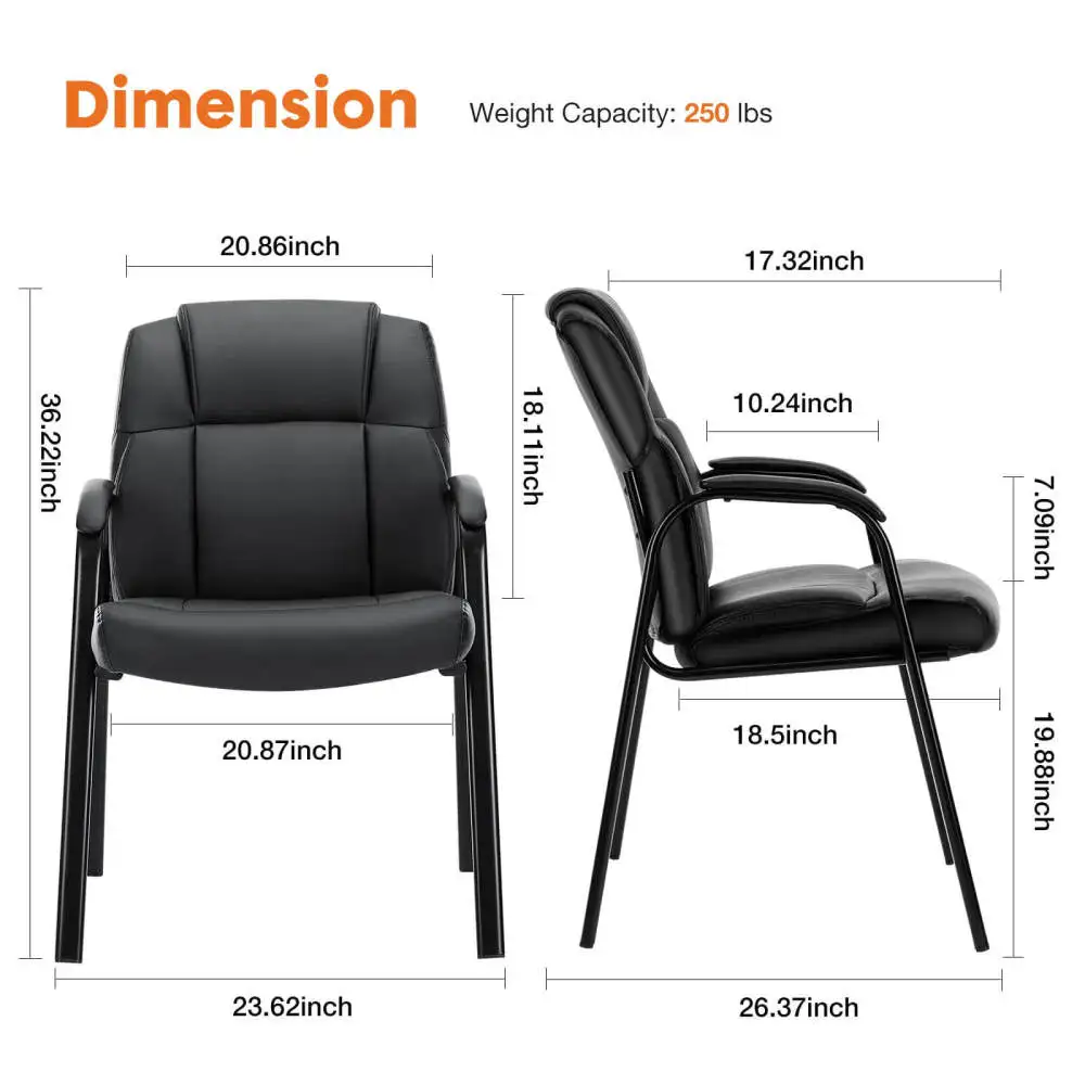 Leather Conference Room Chairs with Padded Arms, Elegant Reception Chairs, Comfortable Office Guest Chairs, Waiting Room Chairs