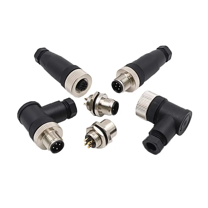 5/10/20Pcs M12 Sensor Connector Waterproof Elbow Straight Angle Male Female Screw Threaded Plug Coupling 4 5 8 12Pin