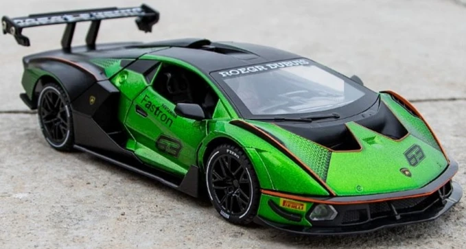 Lamborghini SCV12 modelo de coche de juguete fundido a presión 1:32, puertas extraíbles, sonido y luz que se pueden abrir, colección educativa, regalo para niños A542