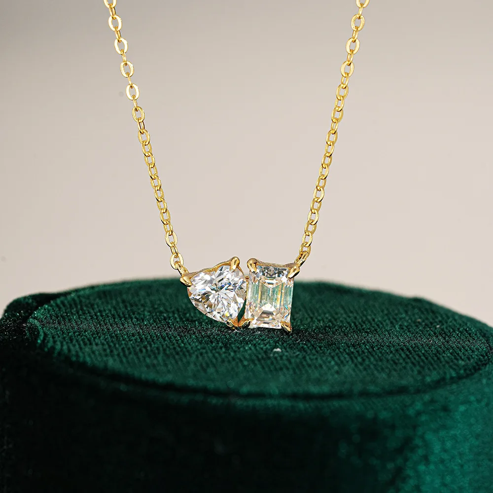 

1CT+1CT Moissanite Pandent Necklace for Women Sparkling Wedding Jewelry with Certificate 925 Sterling Sliver Necklace