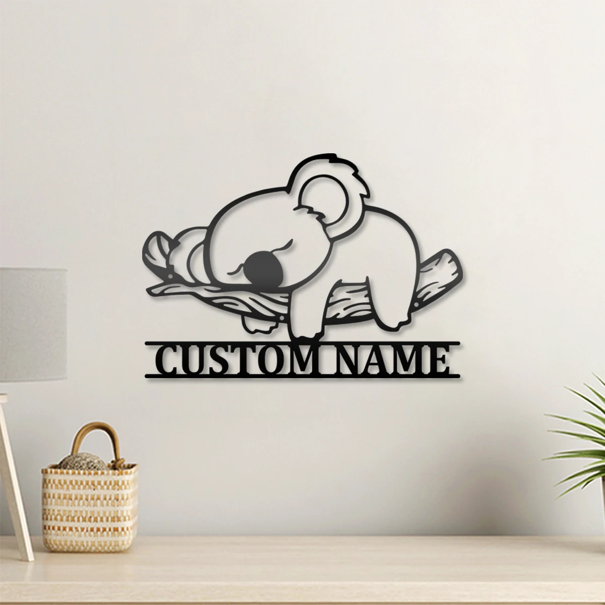 

1pc asleep koala Personalized name Iron Customized Name Metal Wall Signs Tin Wall Plaque For Home Decor Living Room Bedroom