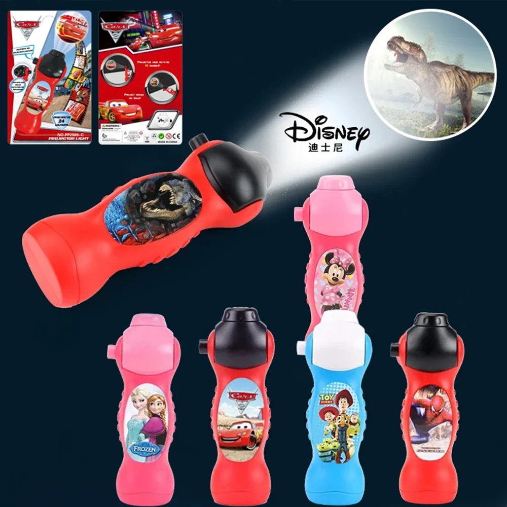 Disney Mickey Mouse Cartoon Projection Flashlight  Cars Toy Story Frozen Elsa Spider-Man Kid Christmas Halloween Party Toy