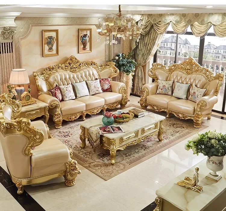 DSA solid wood coffee table marble set with drawers luxury gold living room tea table TV cabinet combination