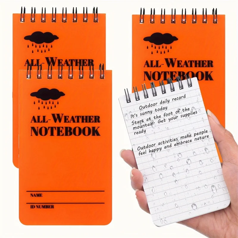 Wasserdichte Allwetter-Notizbücher im 1/2/4-Pack mit reißfesten Seiten, geeignet für Outdoor-Aktivitäten, Reisen, Camping, Büro