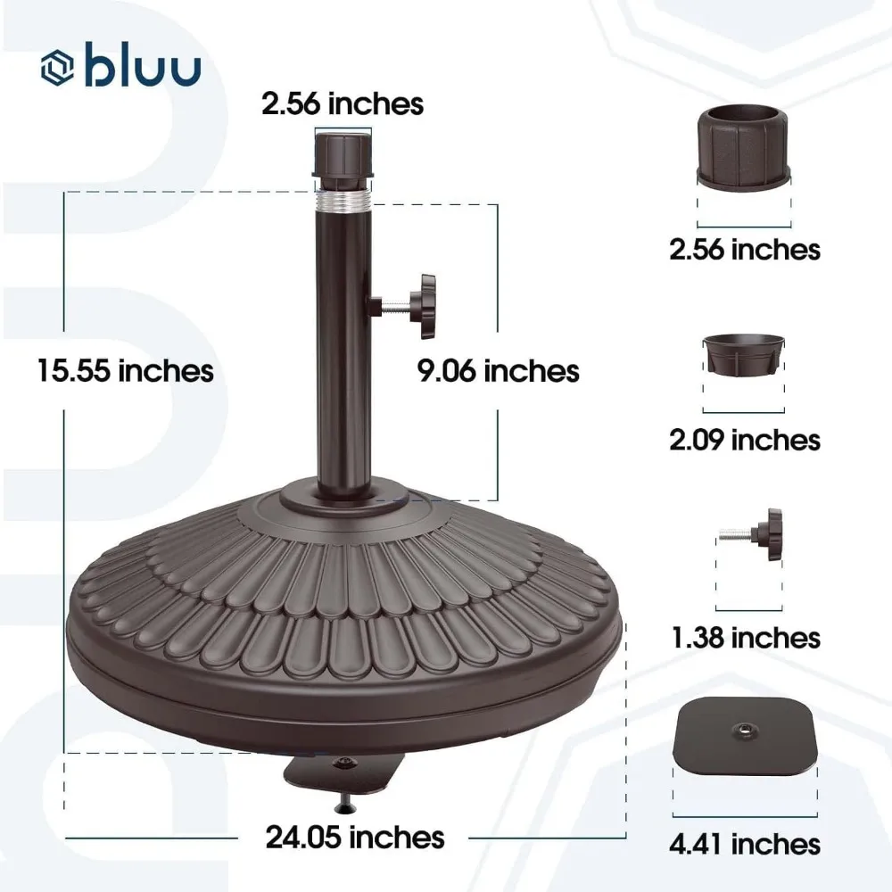 80 Lbs Weighted Patio Umbrella Base Heavy Duty HDPE Recyclable Plastic Round Base