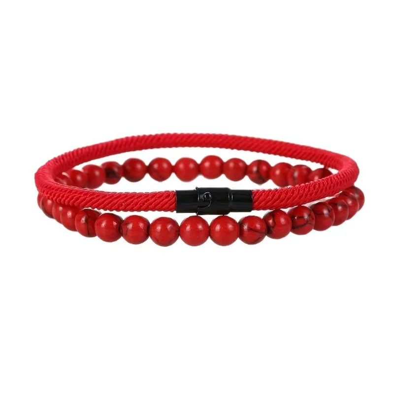 

Lucky Bracelet Male Combination Volcanic Stone Red Pine Stone Tiger Eye Stone Adjustable Couple Bead Bracelet