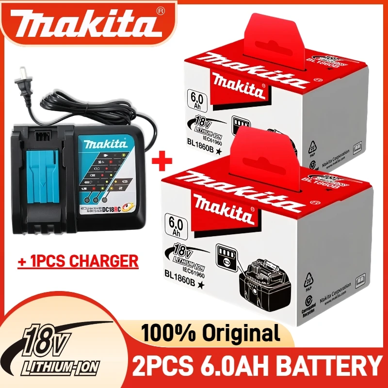 

100% Original Makita 18V 6.0Ah battery, for Makita 18V battery BL1830B BL1815 BL1840B BL1850 BL1860B power tool battery