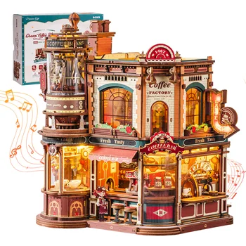 ROKR Dream Coffee Factory 3D Wooden Puzzle Kit