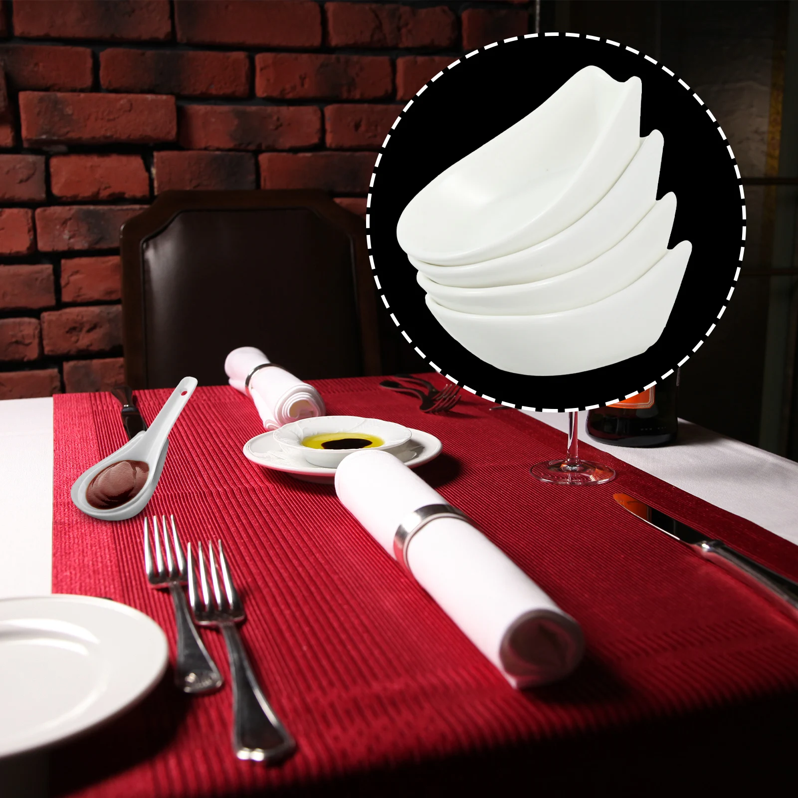 

4Pcs Ceramic Spoon Rest Premium Kitchen Utensil Holder for Home Restaurant Hotel Use Smooth Surface Easy Clean Tableware