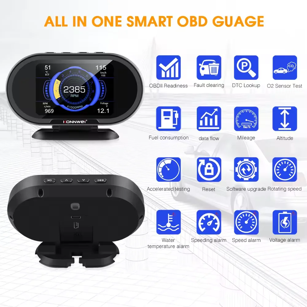 

KW206 OBD2 On-Board Computer Auto Car Digital Computer OBD 2 Scanner Fuel Consumption Water Temperature Gauge Display
