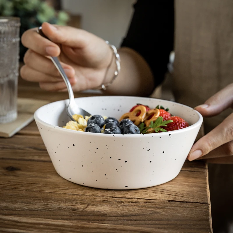 Creative Splash Ink Ceramic Bowl 6 Inch Salad Bowl Home Breakfast Bowl Open Noodle Bowl Ins Wind Fruit Bowl