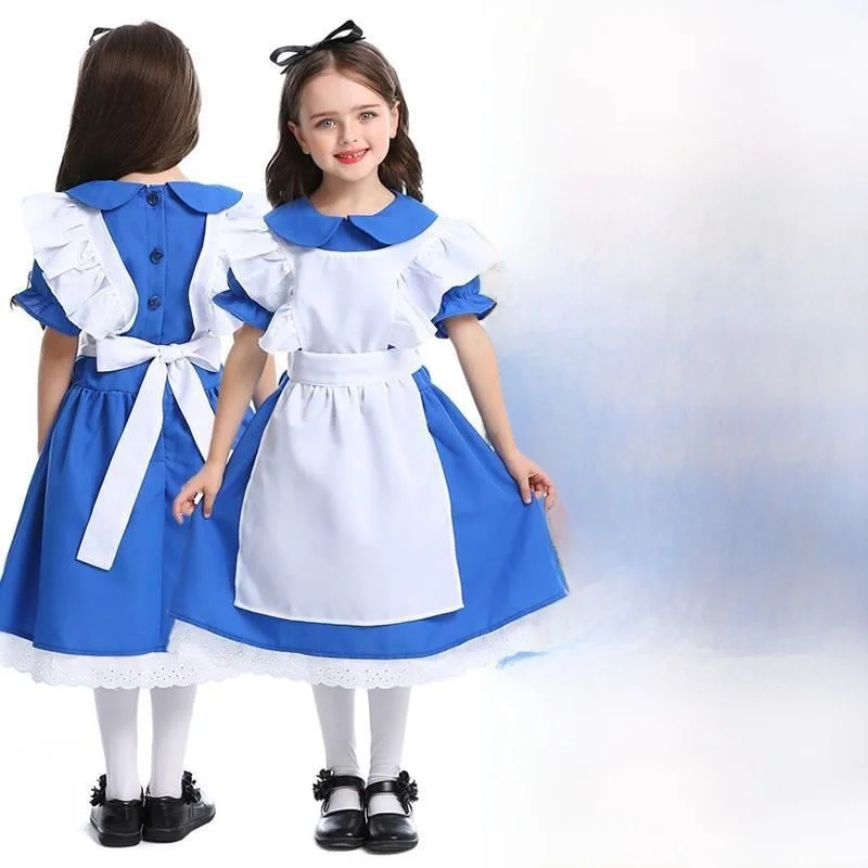 

Новый костюм Алисы в стране чудес для косплея на Хэллоуин, одинаковый наряд для выступлений в стиле аниме, одежда из полиэстера