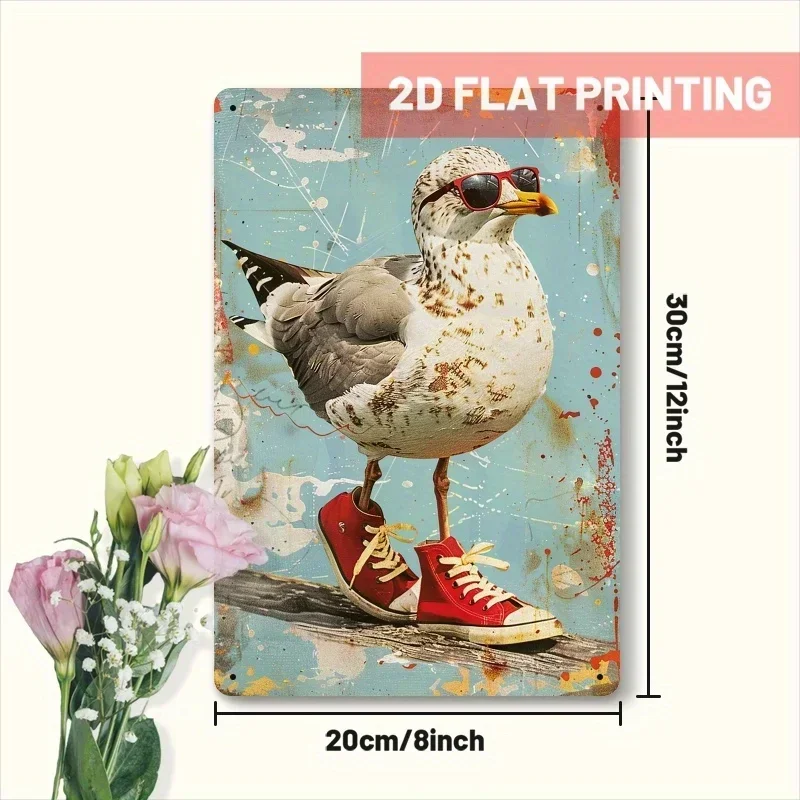 2D flat 1pc vintage coastal seagull sign, metal iron wall decoration. Suitable for living room bedroom office cafe decoration