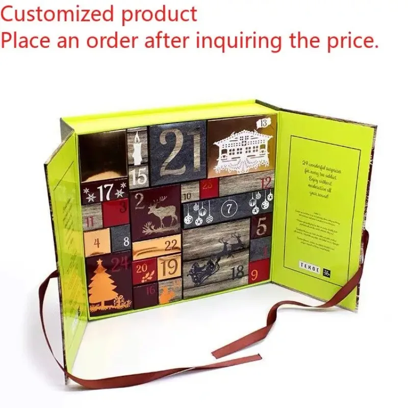 Customized queryCustom Christmas Tea Advent Calendar Empty Packaging Box Countdown Paper Gift Box