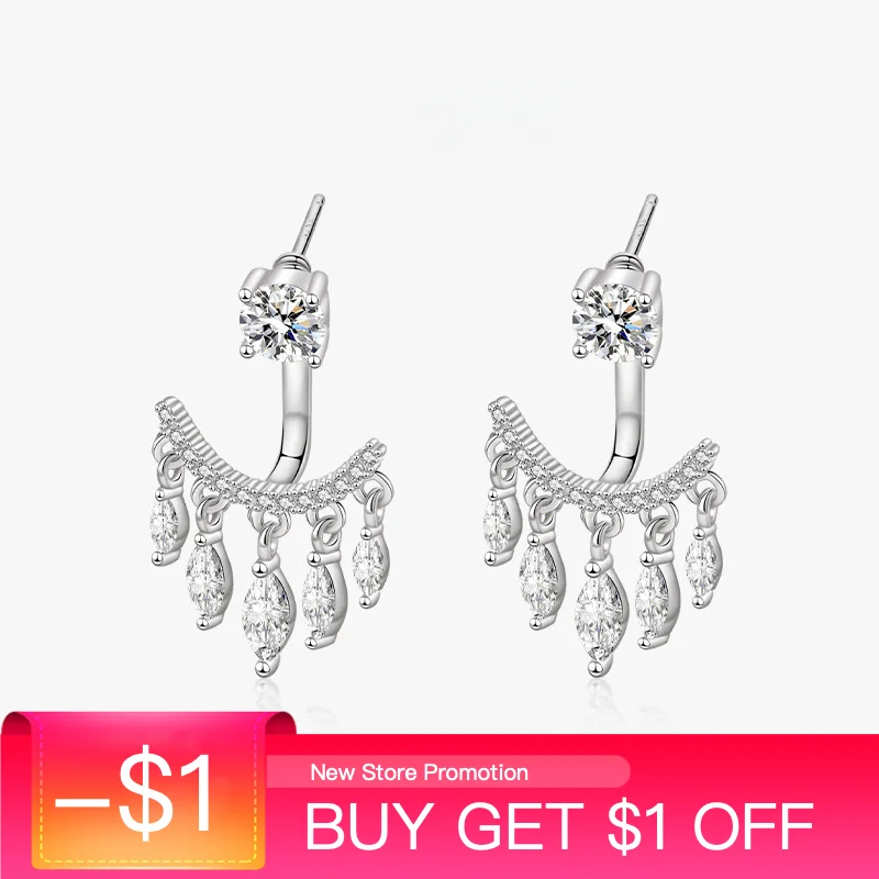 

Fringe Ear Studs S925 Sterling Silver Marquise Cut Tassel Earrings Jewelry Elegant for Women Anniversary