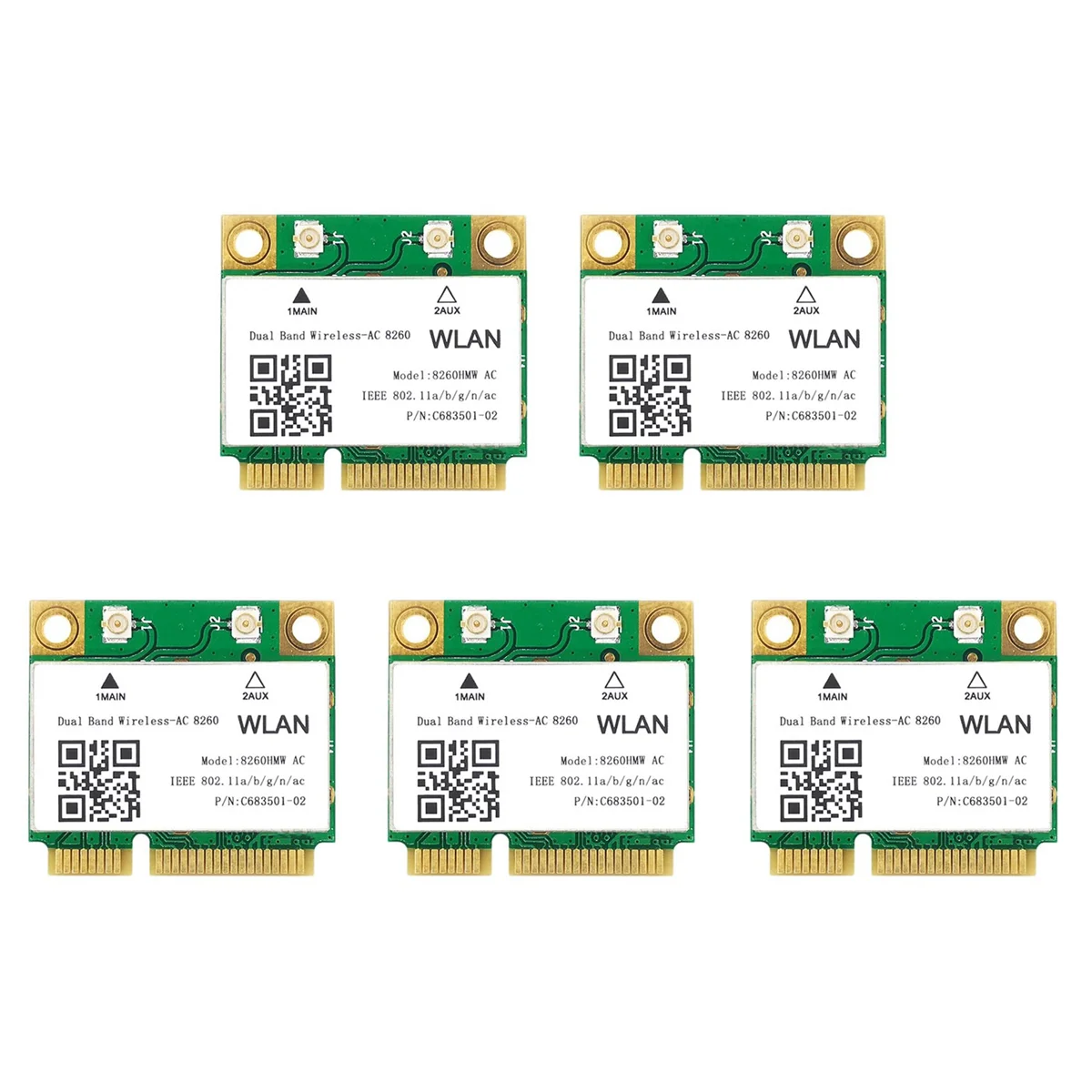 

5X 1200Mbps Network Card 8260Hmw Ac 2.4G+5G Mini Pci-E Card 4.2 Bluetooth Card 802.11Ac 867Mbps for Laptop/Computers