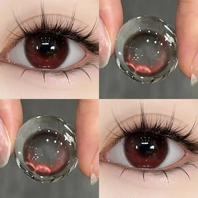 DUOXIU 1Pair Red Color Contact Lens Pupils High Quality Myopic Eyes - 0.00 to- 8.00 Diopter Halloween Red Lenses Fast Shipping