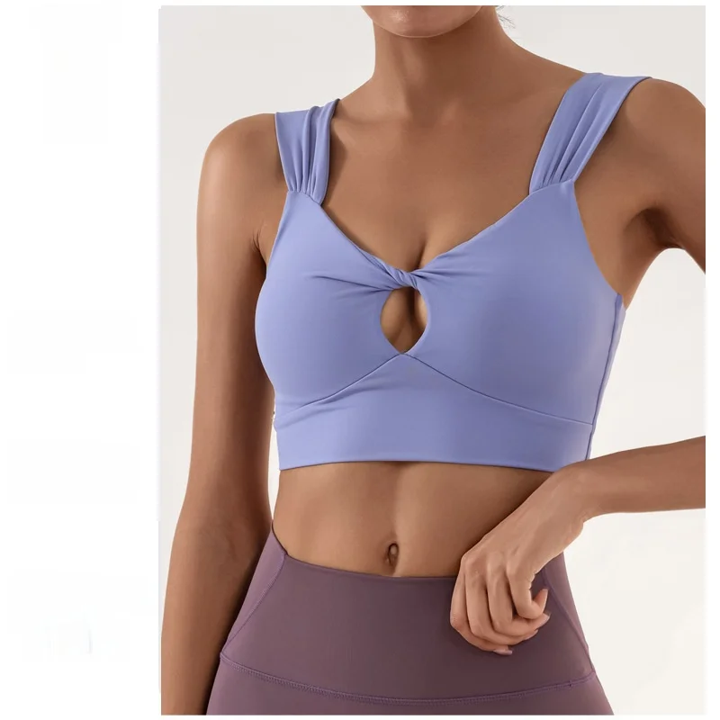 

Women's Sports Vest Wide Shoulder Strap Skin-friendly Shock-proof Yoga Top with Chest Pad European And American Style