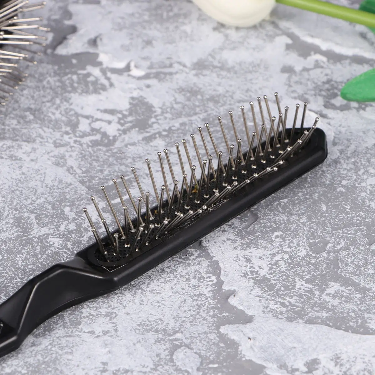 2Pcs Professional Brush Anti Static Cushion Comb for Hair Extensions Wigs Detangle Without Damage Smooth Chic Pointed Tail