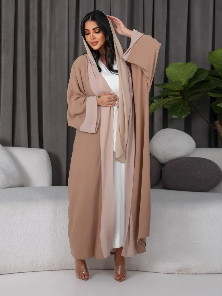 Eid One Piece Abaya Dress for Women Muslim Canftan Abayas Solid Robe Femme Musulman Cardigan Dresses Ramadan Vestidos Largos